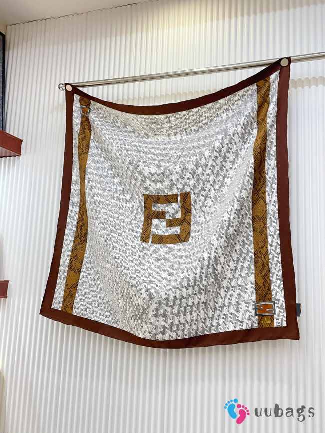 Uubags | Fendi scarf brown/white 90x90cm - 1