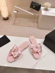 Uubags | Chanel bow slipper with small logo C in pink 1.5cm - 1