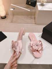 Uubags | Chanel bow slipper with small logo C in pink 1.5cm - 3