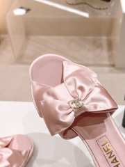 Uubags | Chanel bow slipper with small logo C in pink 1.5cm - 5