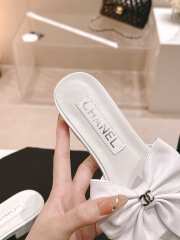 Uubags | Chanel bow slipper with small logo C in white 1.5cm/6cm - 6