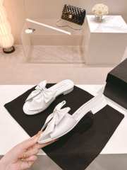 Uubags | Chanel bow slipper with small logo C in white 1.5cm/6cm - 5