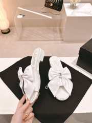 Uubags | Chanel bow slipper with small logo C in white 1.5cm/6cm - 4