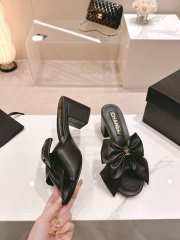 Uubags | Chanel bow slipper with small logo C in black 6cm - 4