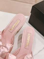 Uubags | Chanel bow slipper with small logo C in pink 6cm - 6