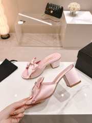 Uubags | Chanel bow slipper with small logo C in pink 6cm - 5