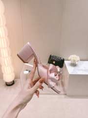 Uubags | Chanel bow slipper with small logo C in pink 6cm - 4