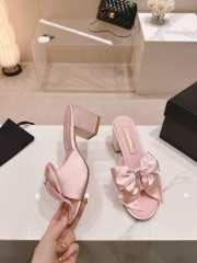 Uubags | Chanel bow slipper with small logo C in pink 6cm - 3