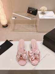 Uubags | Chanel bow slipper with small logo C in pink 6cm - 2