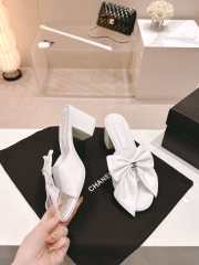 Uubags | Chanel bow slipper with small logo C in white 6cm - 2