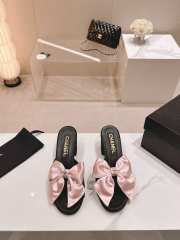 Uubags | Chanel bow slipper with small logo C in pink/black 6cm - 6