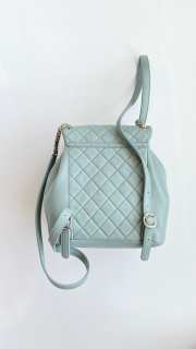 Uubags | Chanel Backpack Grained Shiny Calfskin & Gold-Tone Metal Light Blue 18x19x12cm - 4