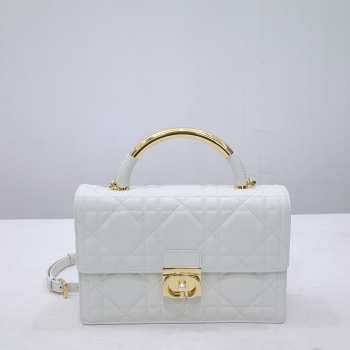 Uubags | Medium Dior Ange Bag White Macrocannage Calfskin 25x16x8cm