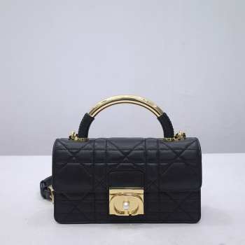 Uubags | Small Dior Ange Bag Black Macrocannage Calfskin 20x12x5cm