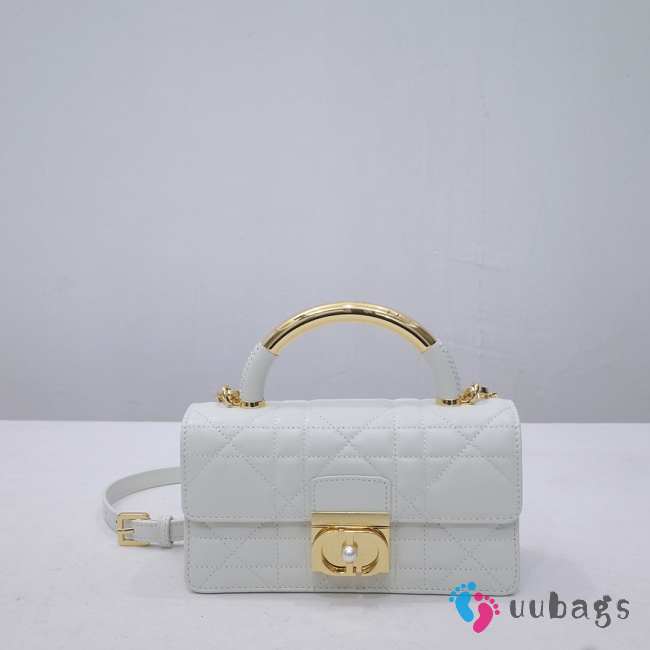 Uubags | Small Dior Ange Bag White Macrocannage Calfskin 20x12x5cm - 1