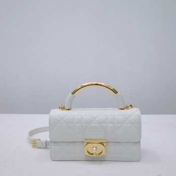 Uubags | Small Dior Ange Bag White Macrocannage Calfskin 20x12x5cm