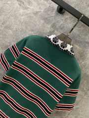 Uubags | Louis Vuitton 1AFUAB Collar Detail Striped Knit Top In Green - 2