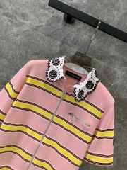 Uubags | Louis Vuitton 1AFUAB Collar Detail Striped Knit Top In Pink - 3