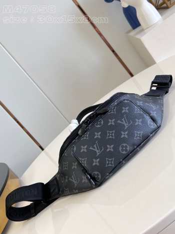 Uubags | Louis Vuitton M47058 Rush Bumbag Black Monogram Shadow calfskin leather 30x15x8cm