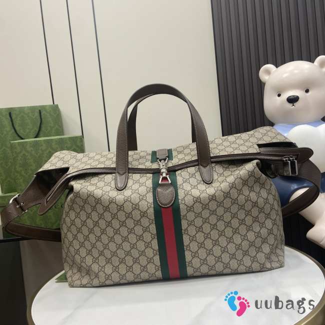 Uubags | Gucci Jackie 1961 Large Duffle Beige and ebony GG Supreme Tender canvas Bag 45x45x21cm - 1