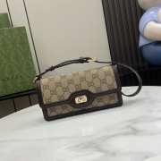 Uubags | Gucci Luce shoulder bag beige and ebony original GG canvas brown leather 20x10x4cm - 1