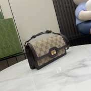 Uubags | Gucci Luce shoulder bag beige and ebony original GG canvas brown leather 20x10x4cm - 6