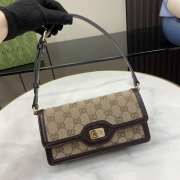 Uubags | Gucci Luce shoulder bag beige and ebony original GG canvas brown leather 20x10x4cm - 4