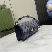 Uubags | Gucci Luce shoulder bag beige and blue original GG canvas blue leather 20x10x4cm - 6