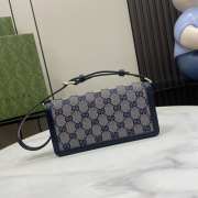 Uubags | Gucci Luce shoulder bag beige and blue original GG canvas blue leather 20x10x4cm - 4