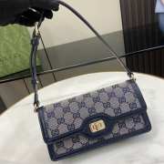 Uubags | Gucci Luce shoulder bag beige and blue original GG canvas blue leather 20x10x4cm - 3