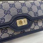 Uubags | Gucci Luce shoulder bag beige and blue original GG canvas blue leather 20x10x4cm - 2