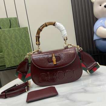 Uubags | Gucci Bamboo 1947 Rosso Ancora red patent leather 15x21x7cm