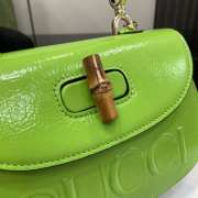 Uubags | Gucci Bamboo 1947 Rosso Ancora green patent leather 15x21x7cm - 4