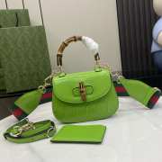 Uubags | Gucci Bamboo 1947 Rosso Anco green patent leather 17x12x7.5cm - 1