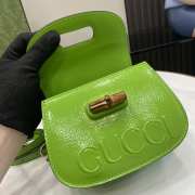 Uubags | Gucci Bamboo 1947 Rosso Anco green patent leather 17x12x7.5cm - 6