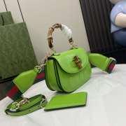 Uubags | Gucci Bamboo 1947 Rosso Anco green patent leather 17x12x7.5cm - 5