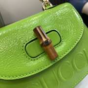 Uubags | Gucci Bamboo 1947 Rosso Anco green patent leather 17x12x7.5cm - 3