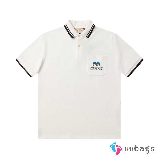 Uubags | Gucci piquet polo white shirt with double G for men - 1