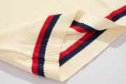 Uubags | Gucci Ivory Knit Cotton Polo T-Shirt With Web Blue and red intarsia for men - 3