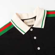 Uubags | Gucci black heavy cotton jersey polo with Interlocking G green and red Web - 5