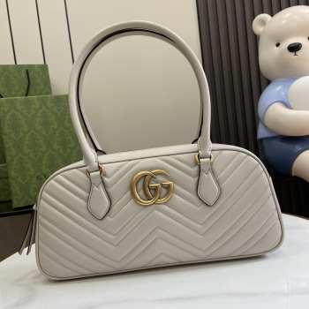 Uubags | Gucci GG Marmont Medium Top Handle Bag In Light Grey 35.5x16.5x7cm