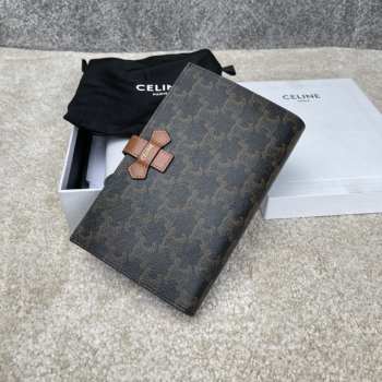 Uubags | Celine Strap Wallet In Triomphe Canvas And Lambskin Tan 19cm