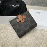 Uubags | Celine Small Strap Wallet In Triomphe Canvas And Lambskin Tan 10.5x9x2cm - 1