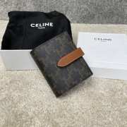 Uubags | Celine Small Strap Wallet In Triomphe Canvas And Lambskin Tan 10.5x9x2cm - 3