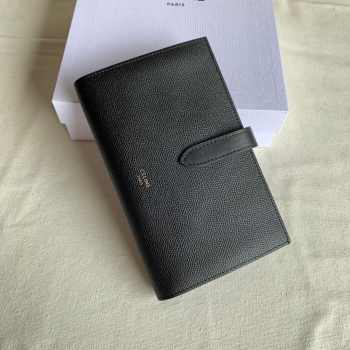 Uubags | Celine Large Strap Wallet In Grained Calfskin Grey 19x13.5x2cm