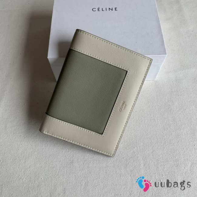 Uubags | Celine Wallet In Green/Grey Lambskin Leather 14x2x10.5cm - 1