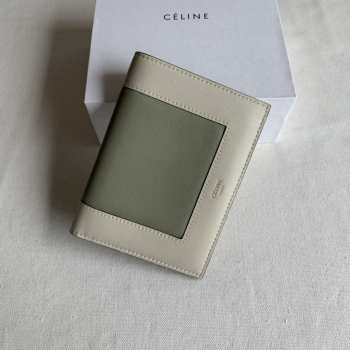 Uubags | Celine Wallet In Green/Grey Lambskin Leather 14x2x10.5cm