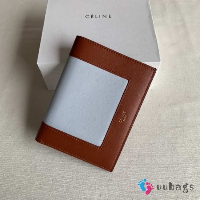 Uubags | Celine Wallet In Brown/Blue Lambskin Leather 14x2x10.5cm - 1