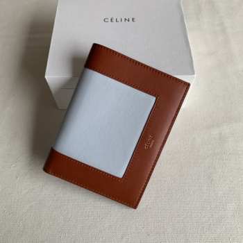 Uubags | Celine Wallet In Brown/Blue Lambskin Leather 14x2x10.5cm