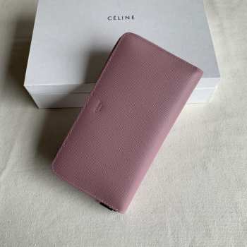 Uubags | Celine Large Zipped Wallet In Grained Calfskin Purple 19x10x2cm